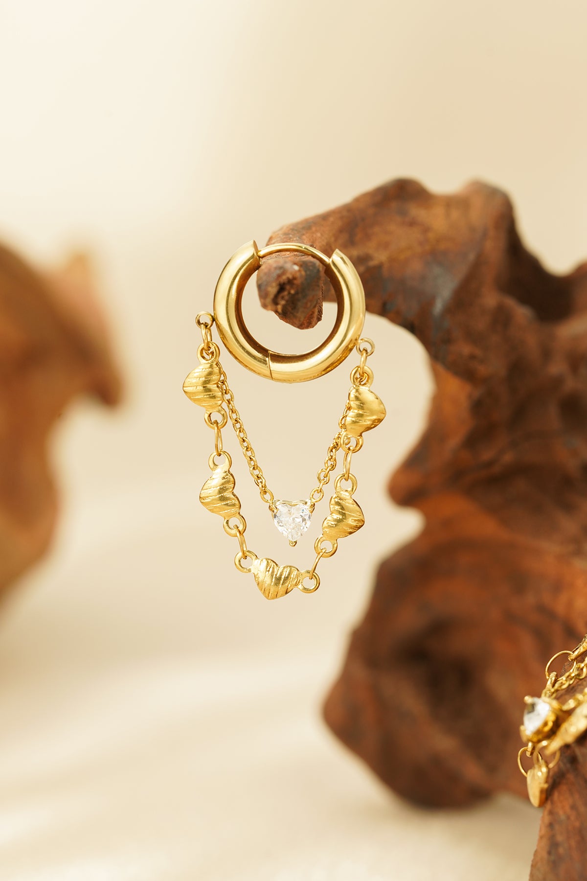 Stainless Steel oorbellen chain of hearts