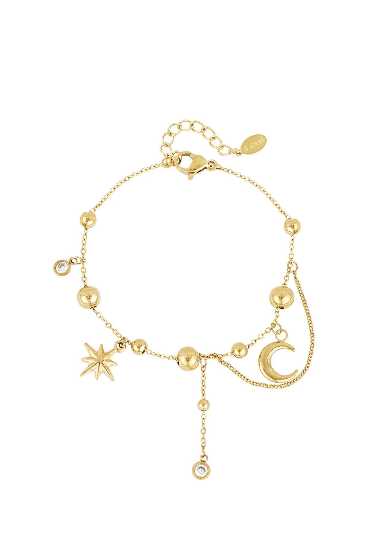 armband trendy moon stainless steel goud of zilver 