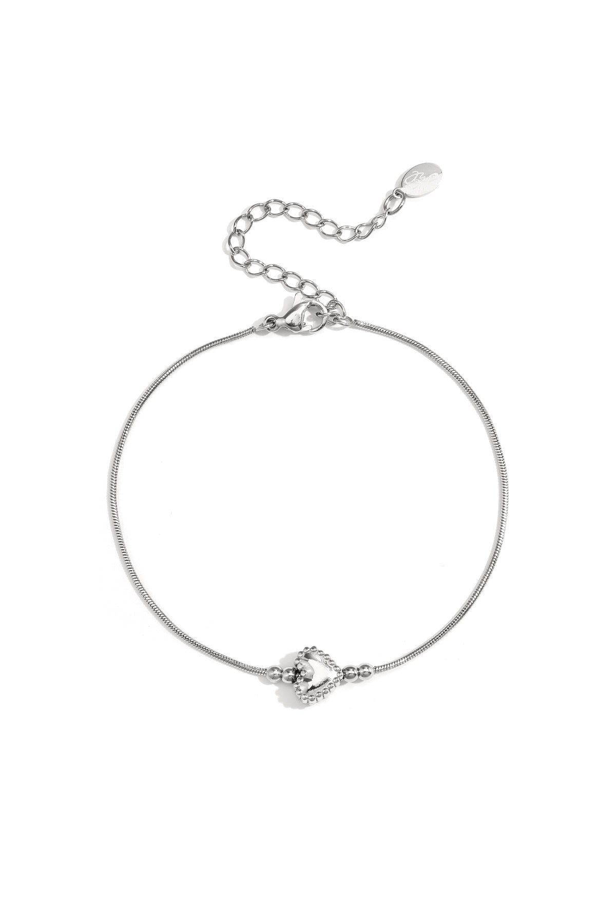 Stainless steel armband met versierd hartje