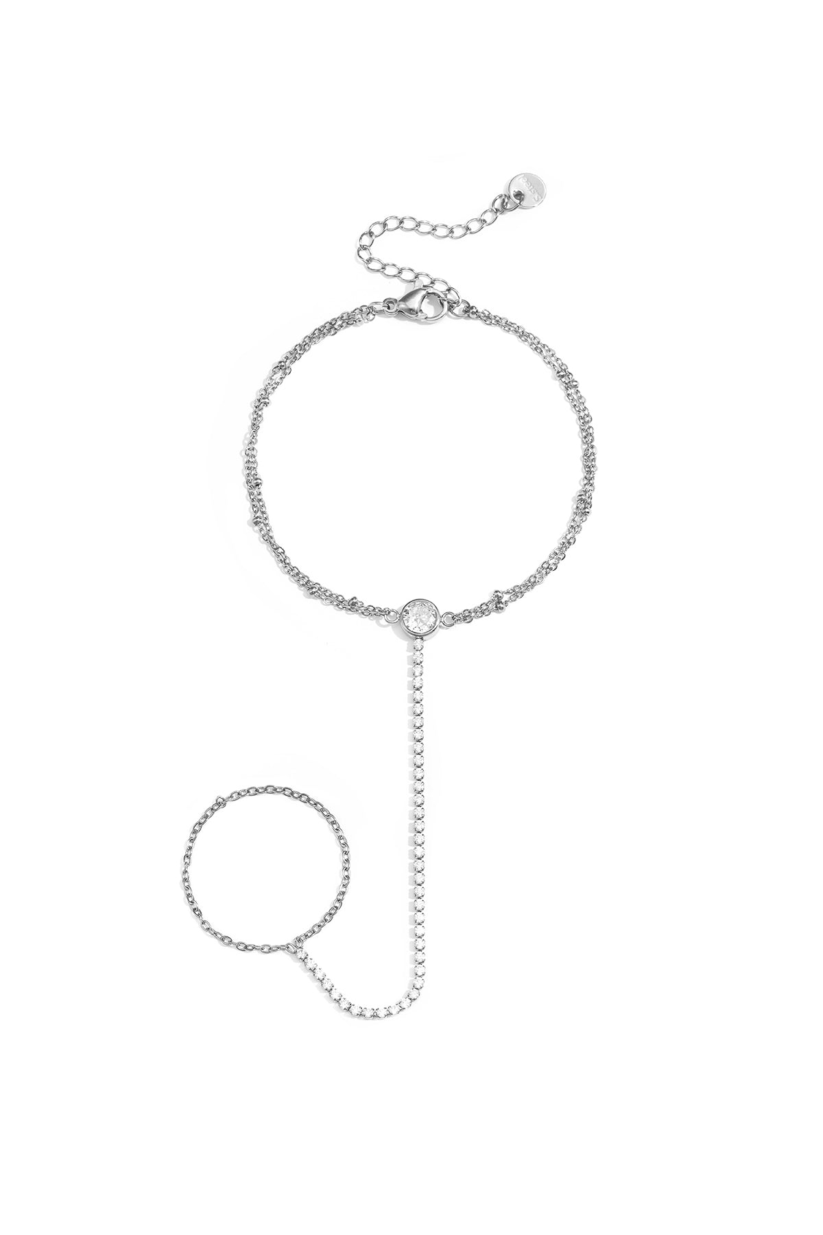 Handchain tennis-style 14k verguld met statement steen