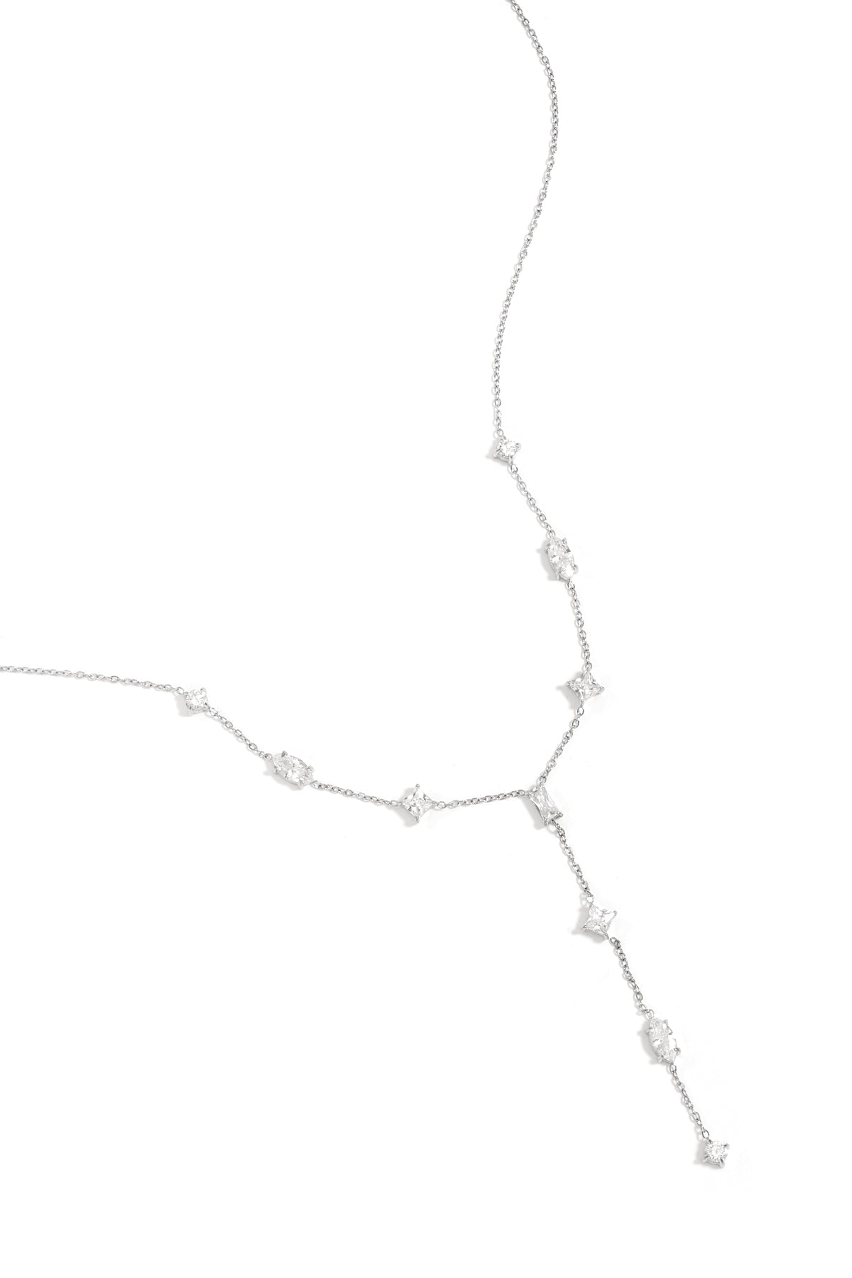 Y-lijn ketting met steentjes stainless steel goud of zilver