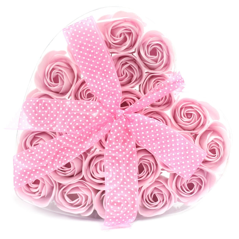 Zeep Rozen in Hartvormige Cadeau Verpakking - Roze Rozen