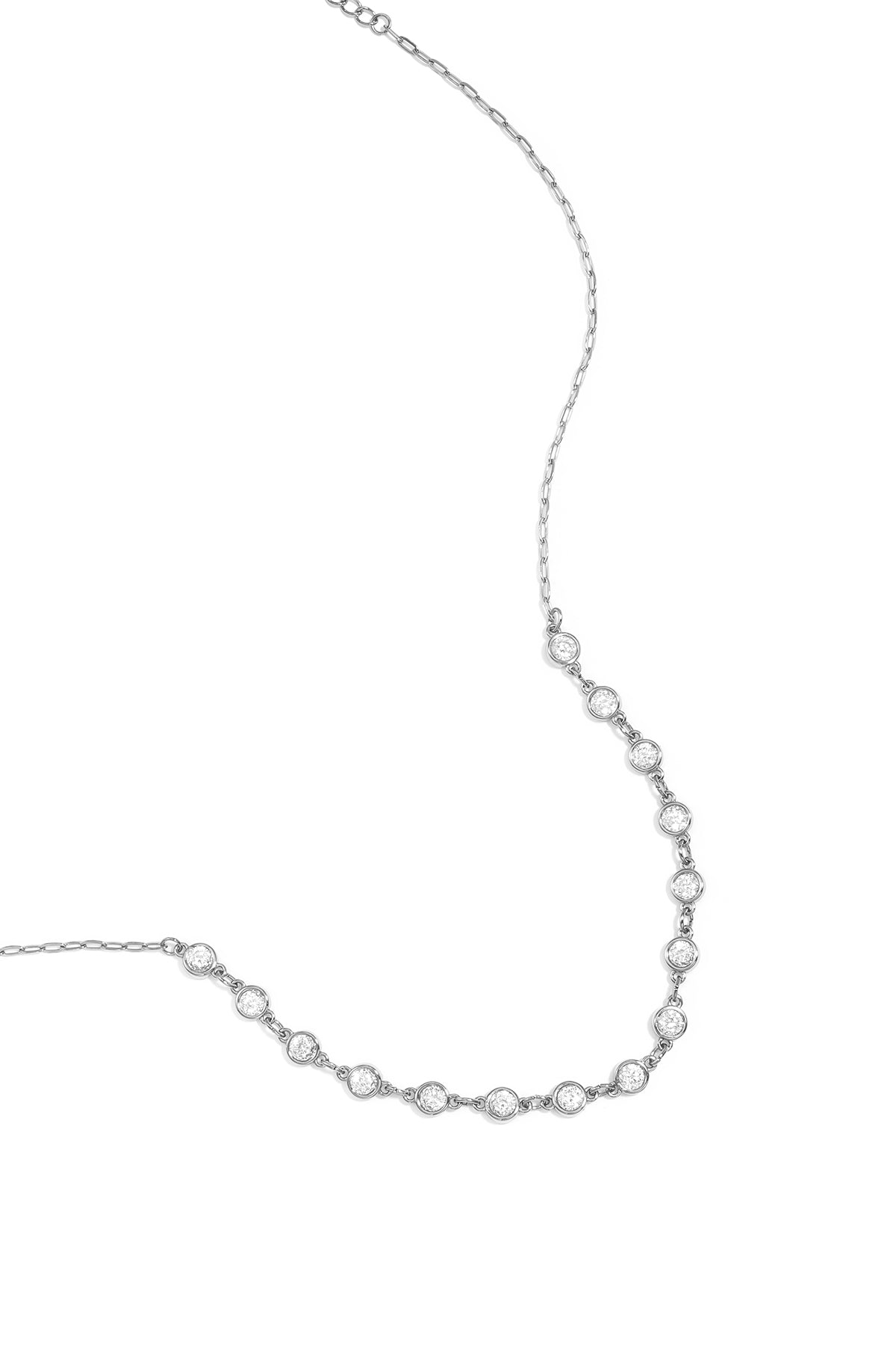 Ketting Stainless Steel met ronde zirkonia steentjes