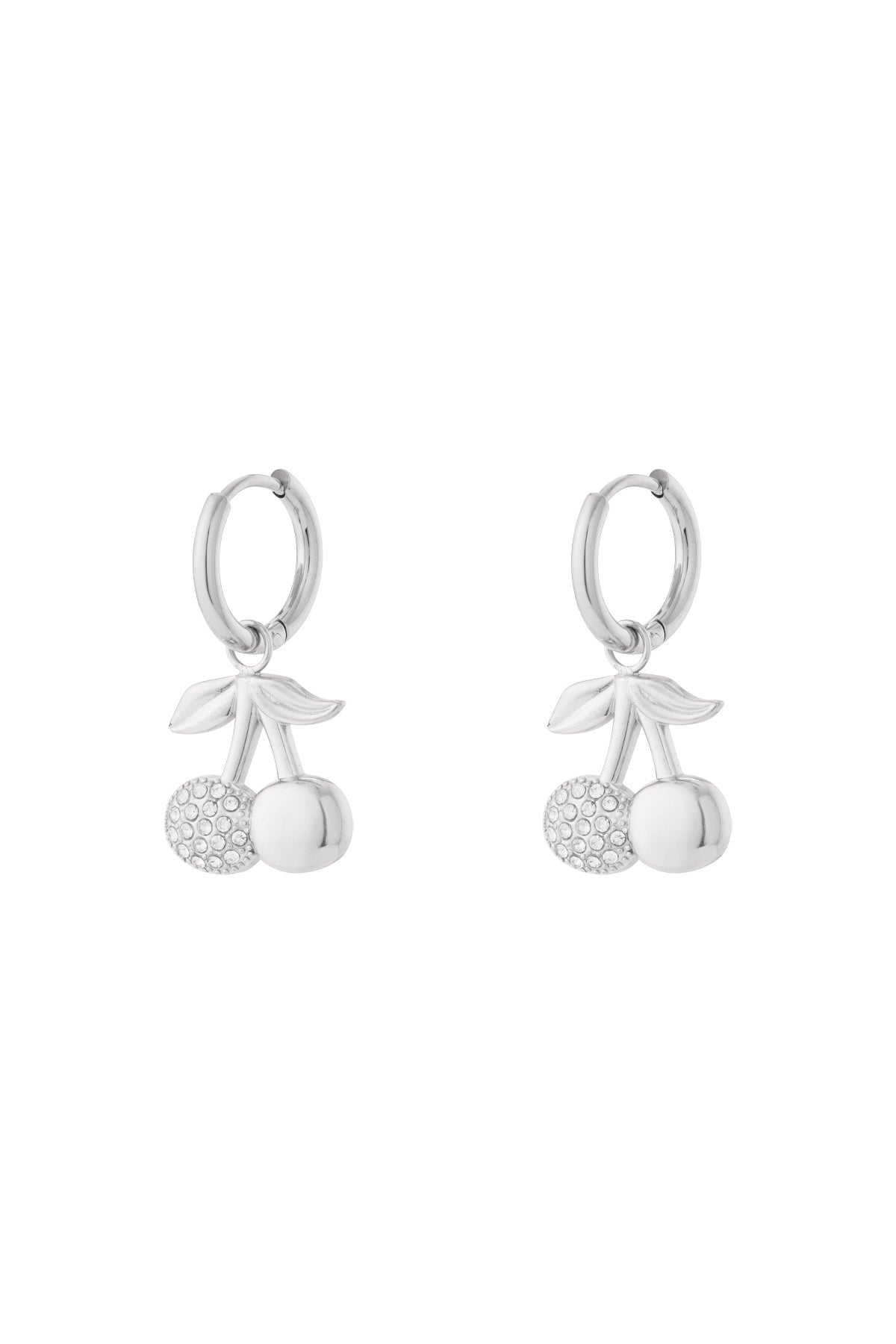 Stainless Steel Oorbellen met kersen glitter