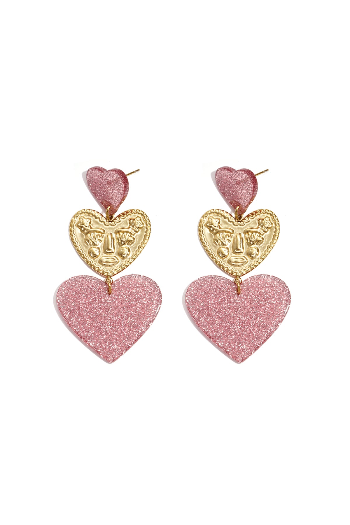 Stainless Steel Statement oorbellen met glitter harten