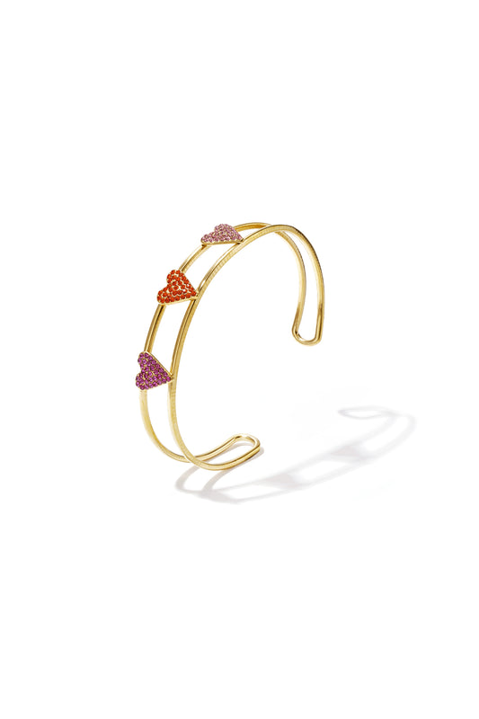 Stainless Steel Bangle met strass harten