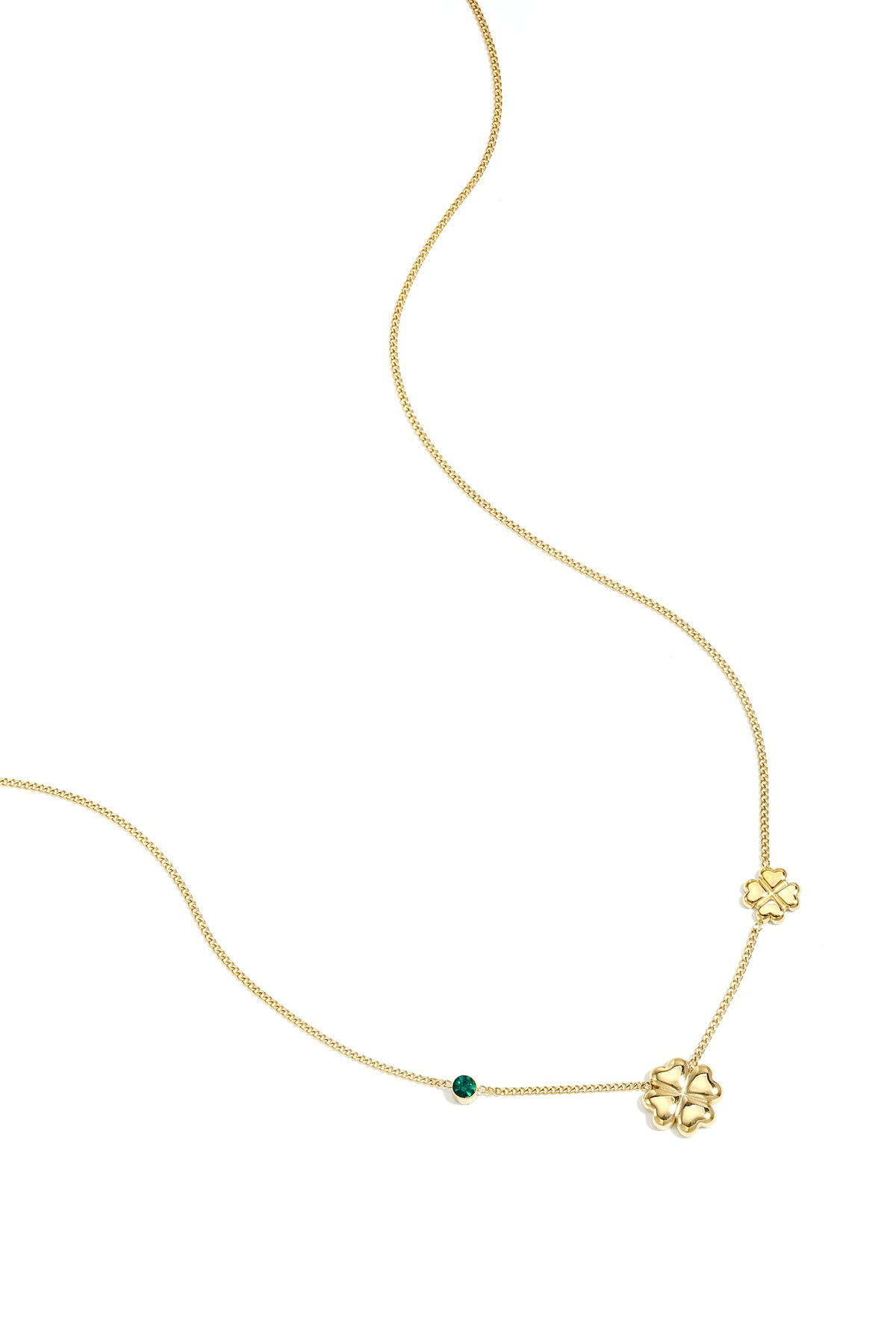 Stainless Steel Ketting met klavertjes en gekleurd steentje