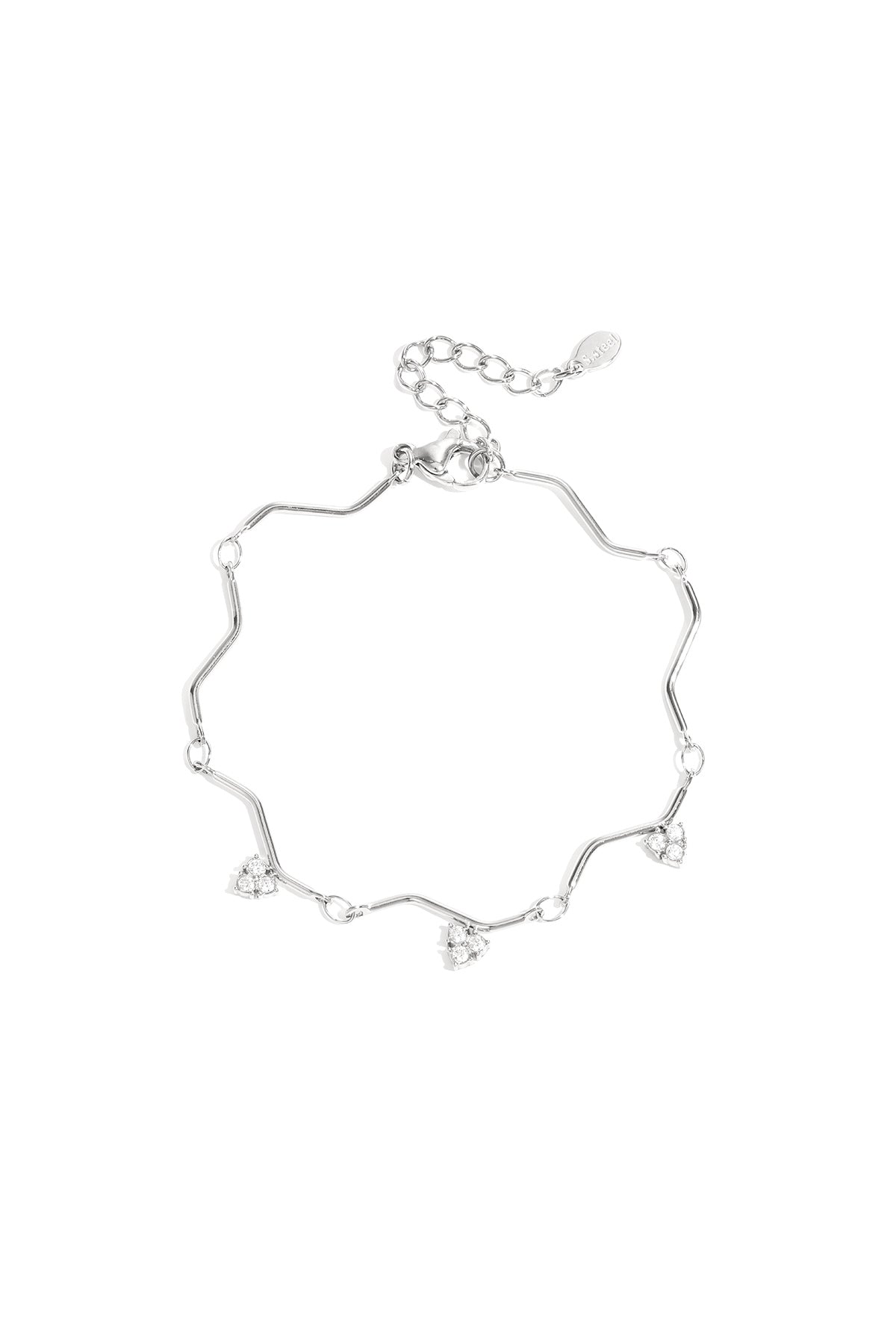 Stainless Steel Armband met zigzag patroon en steentjes
