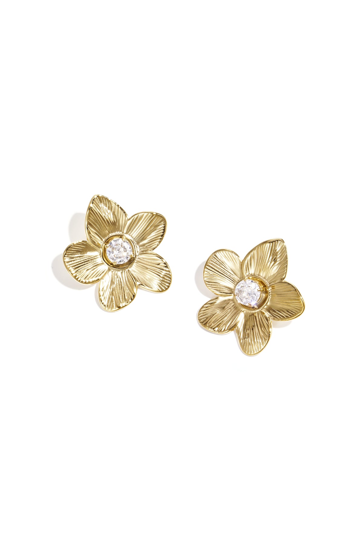 Stainless Steel oorknopjes met bloemmotief