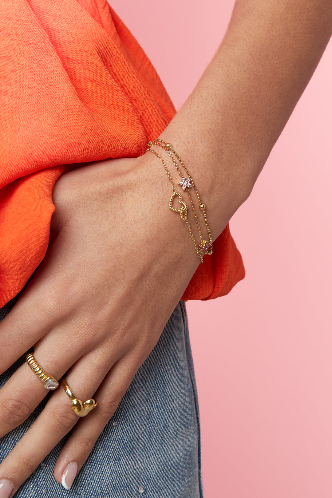 Armband met Verstrengelde Hartjes