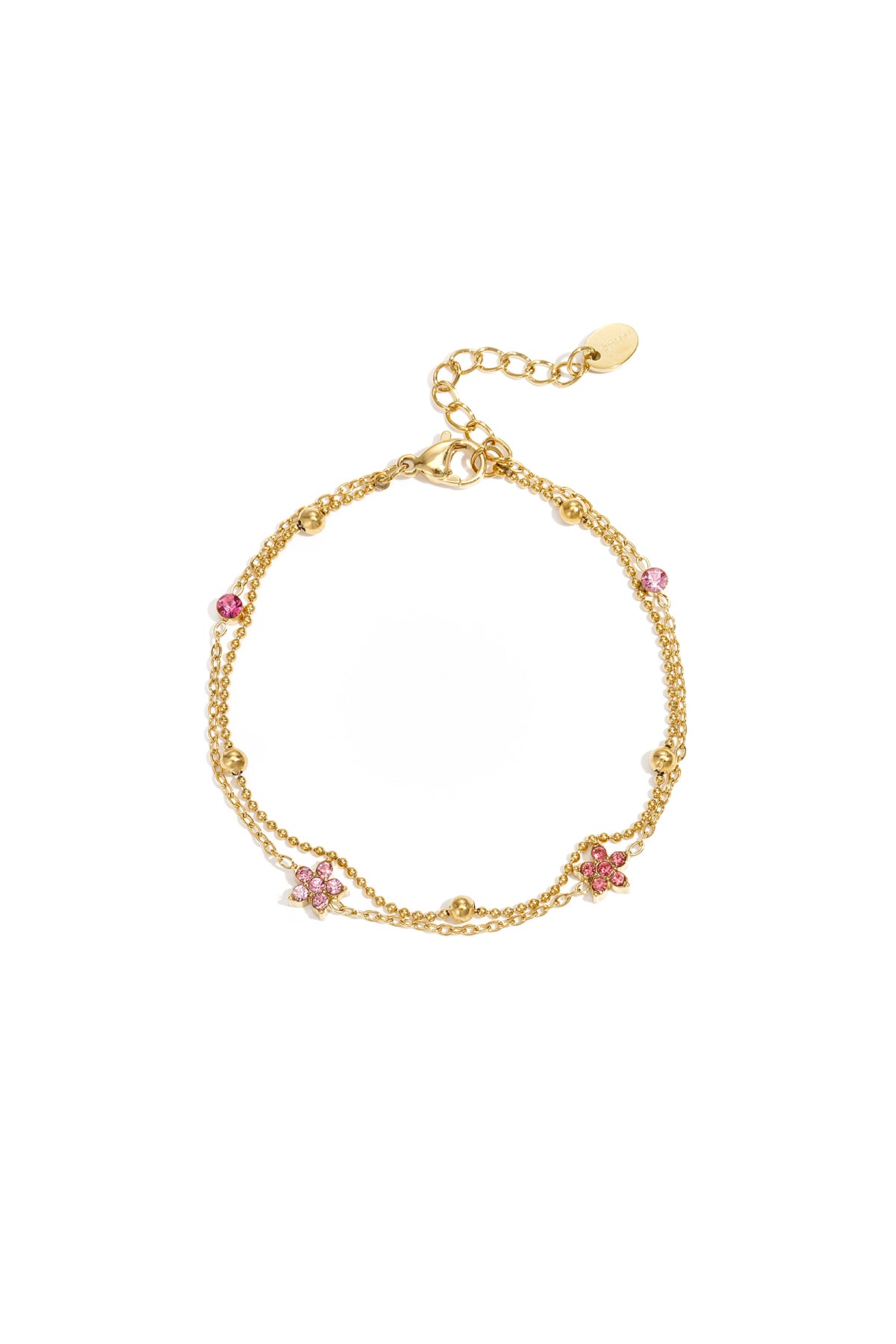Goudkleurige Bloemenarmband met Gekleurde Strass steentjes