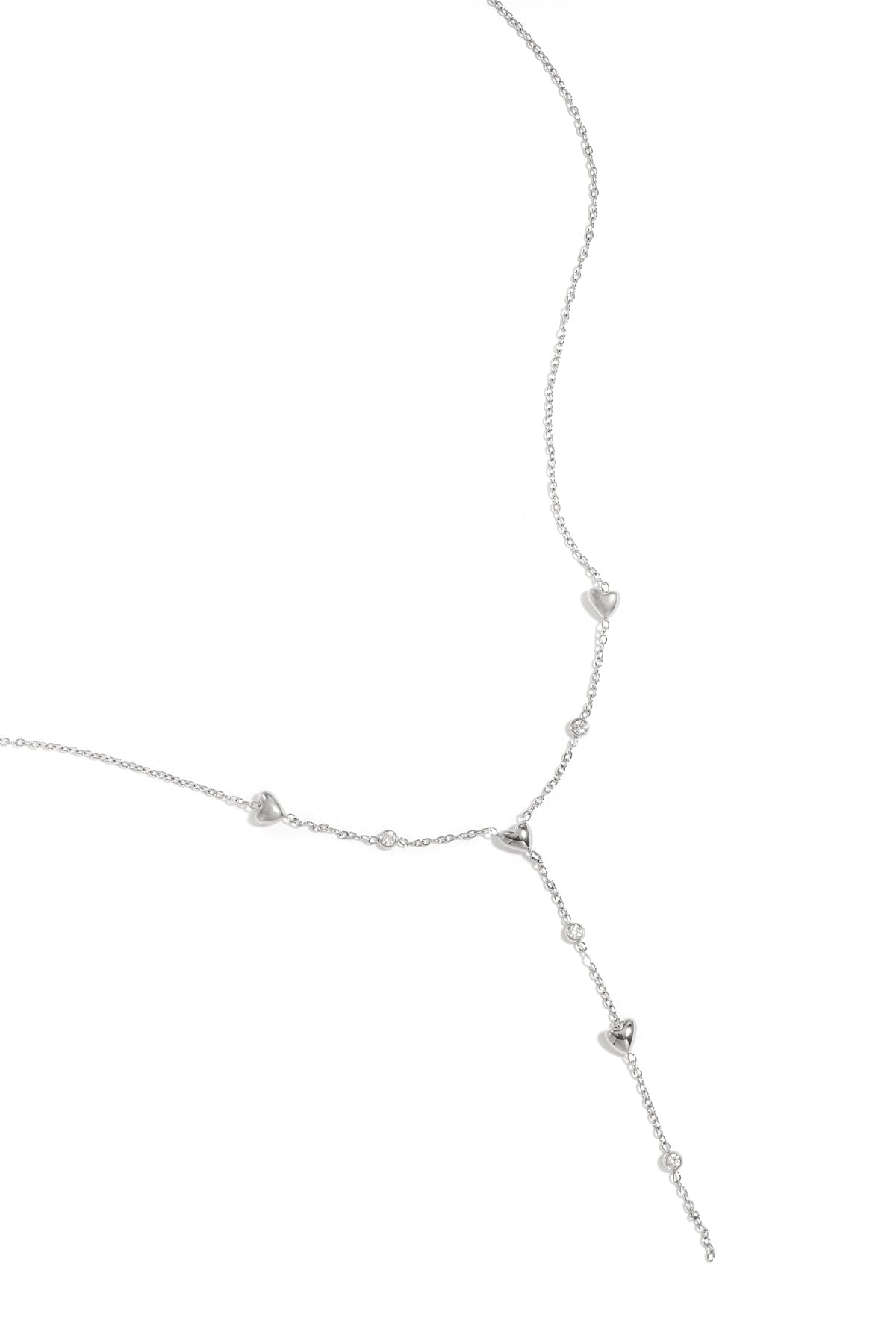 Stainless steel Y-lijn ketting met gevulde hartjes