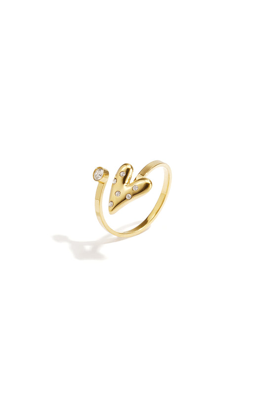 Minimalistische ringen van roestvrij staal met 14-karaats goudlaag, hartvormig, casual en eenvoudig ontwerp, damessieraden.