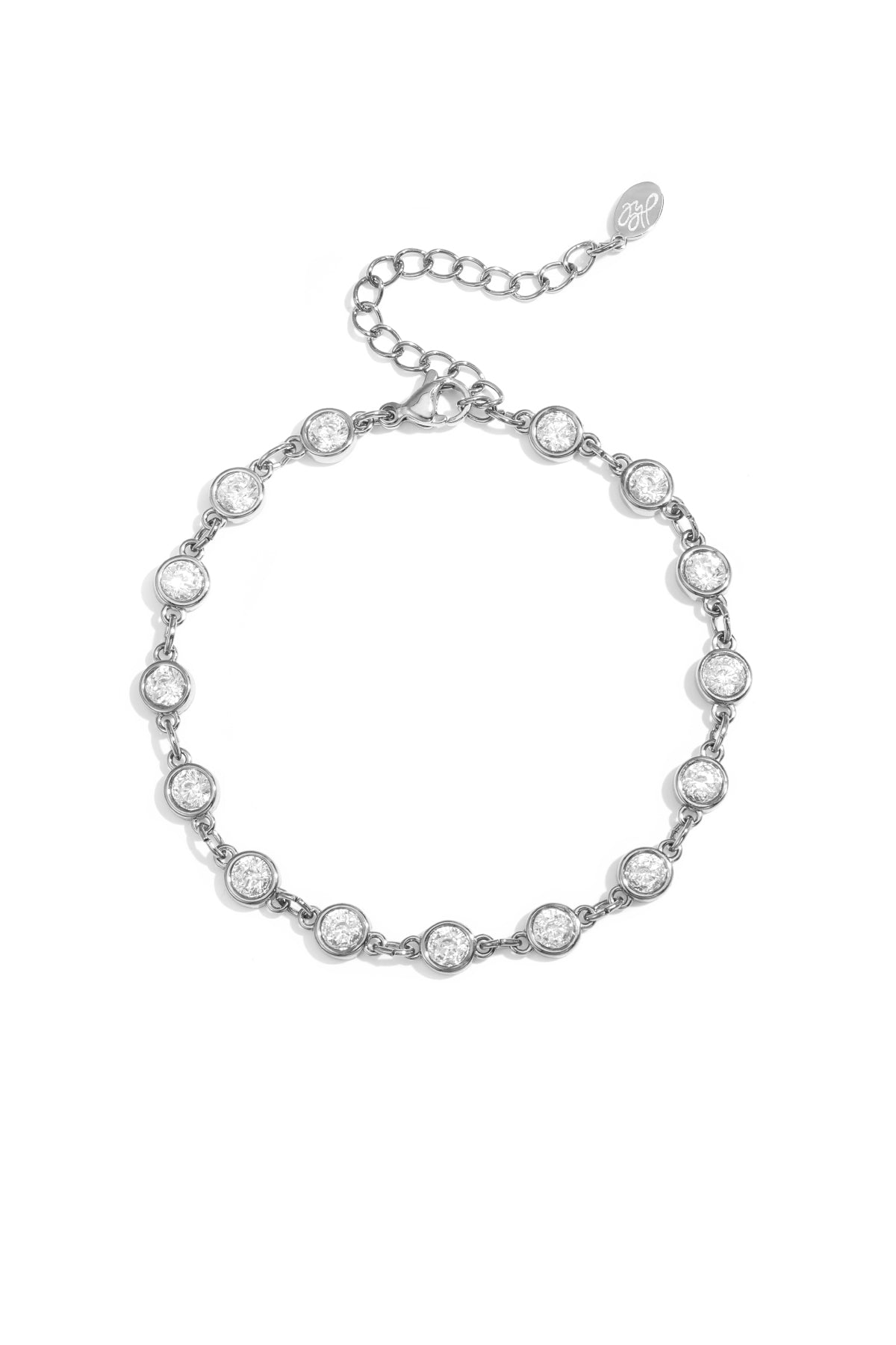 Armband met ronde zirkonia steentjes stainless steel 