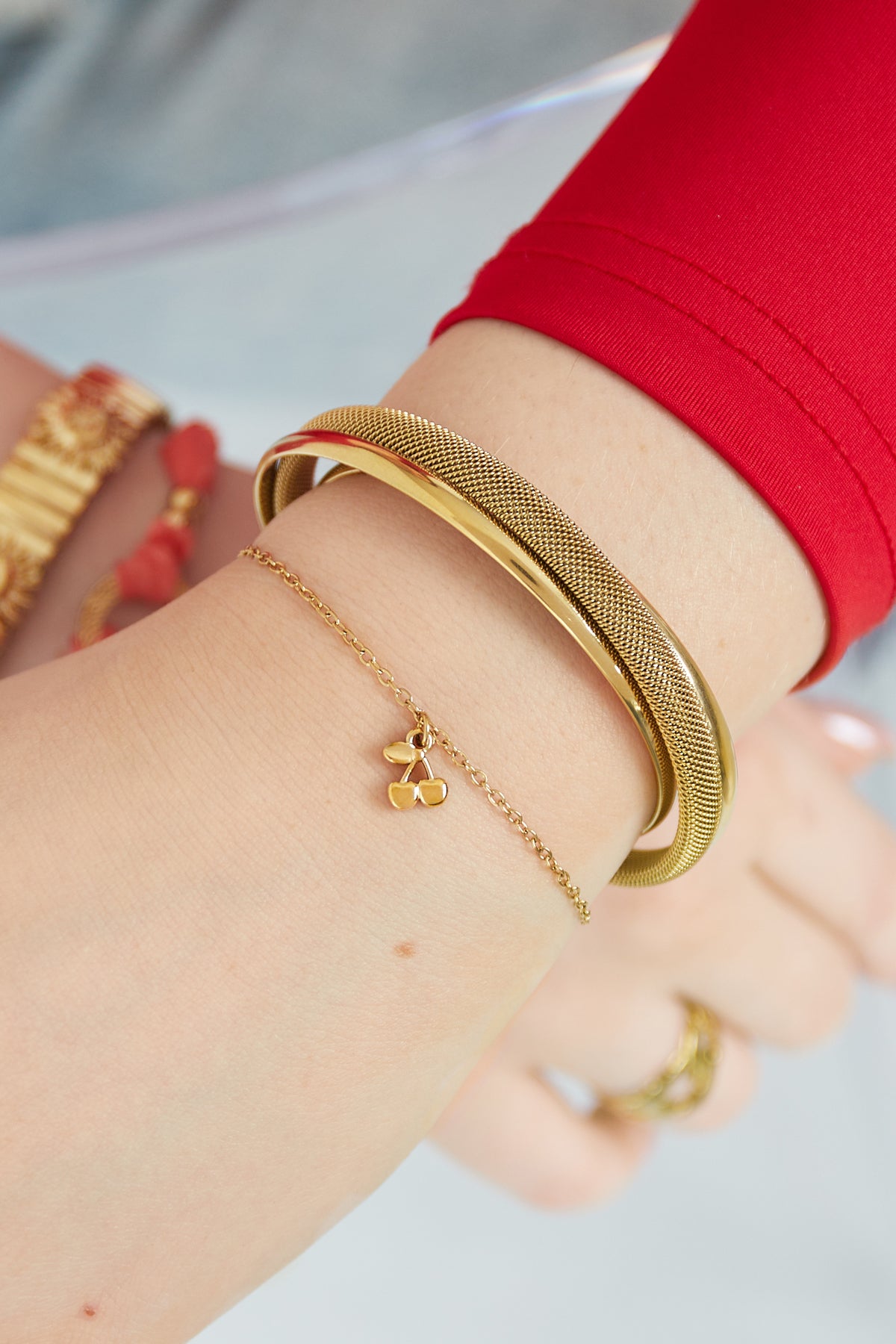 Stainless Steel cherry armband