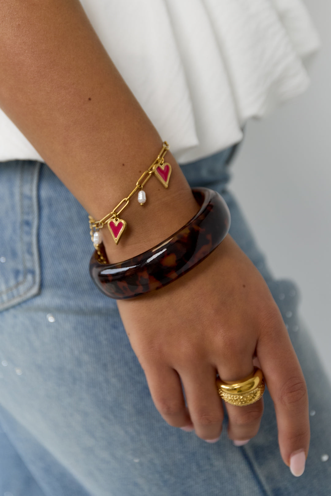 Luipaard hars armband donkerbruin