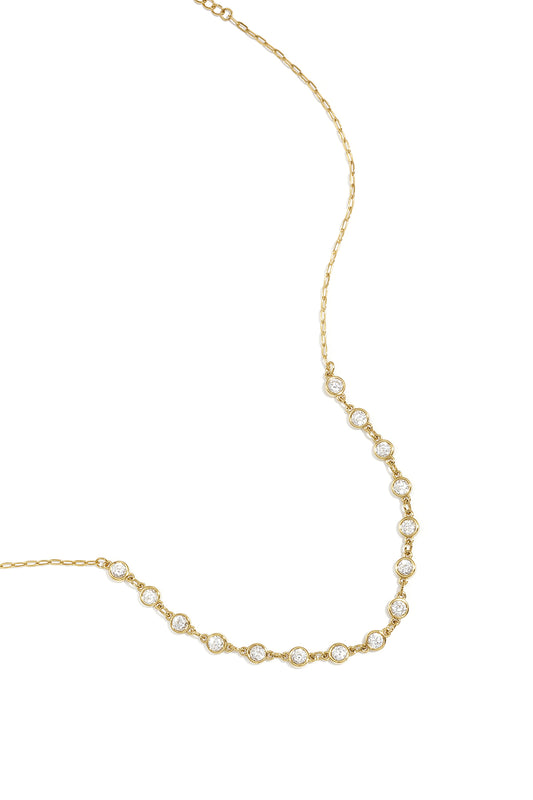 Ketting Stainless Steel met ronde zirkonia steentjes
