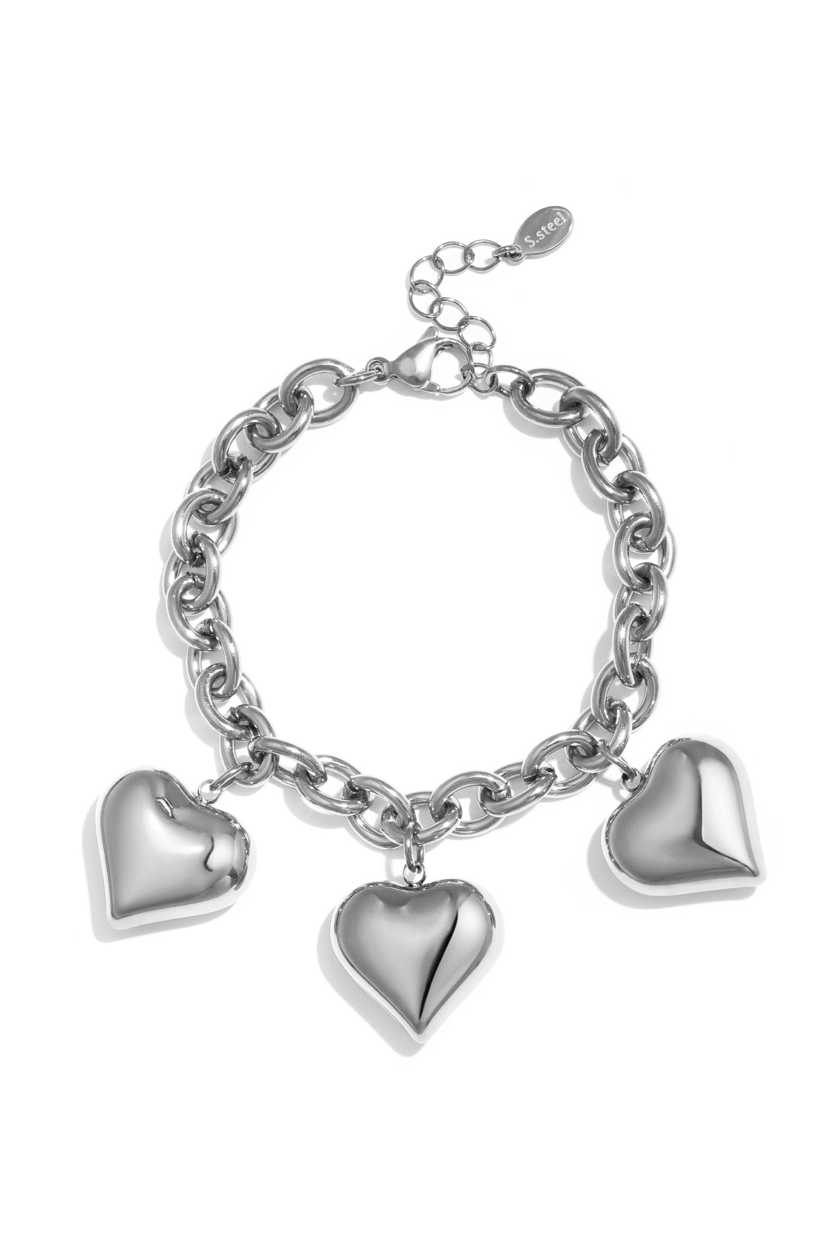 Chunky schakelarmband met grote harten