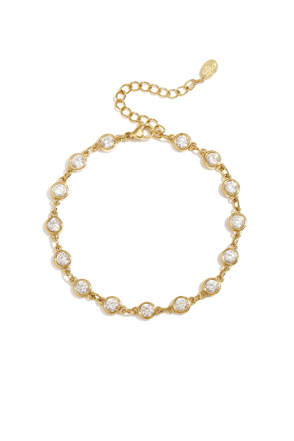 Armband met ronde zirkonia steentjes stainless steel 