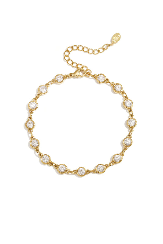 Armband met ronde zirkonia steentjes stainless steel 