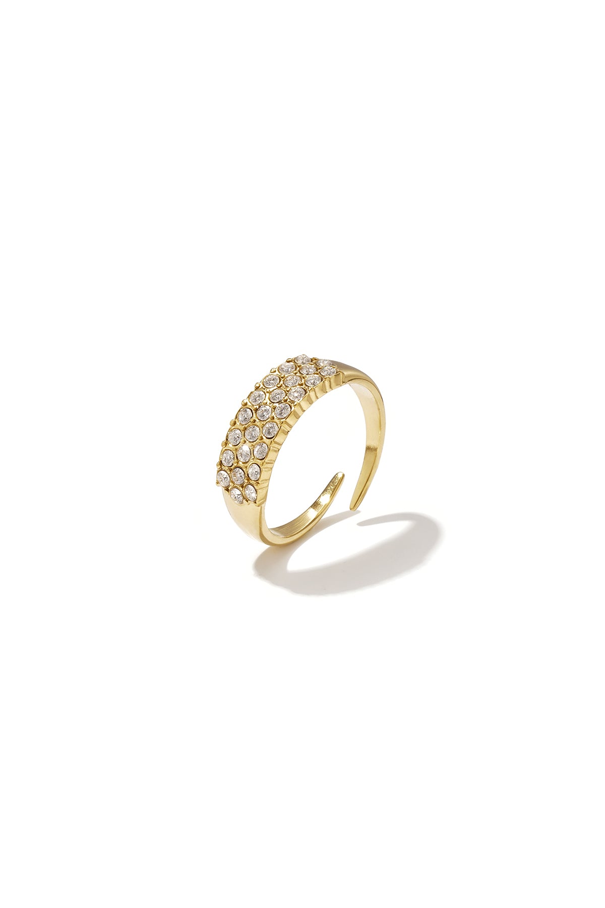Verstelbare statement ring Stainless Steel met strass