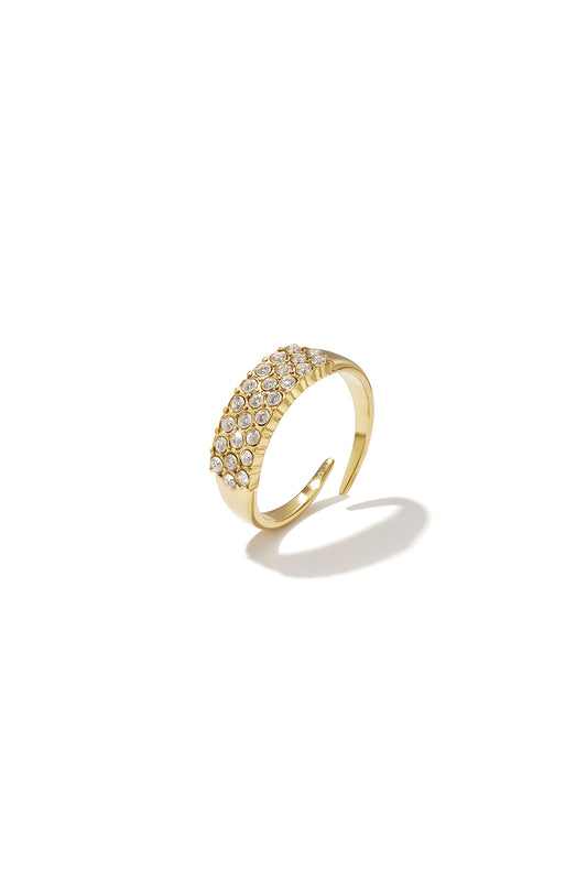 Verstelbare statement ring Stainless Steel met strass