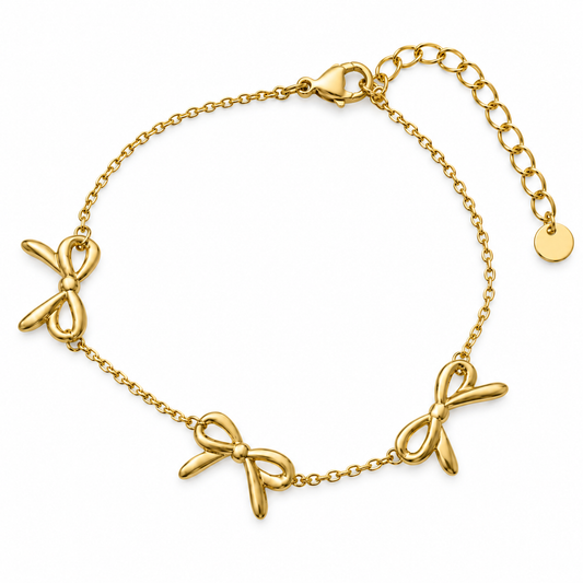 HZ Armband Belle met strikjes – goudkleurig stainless steel