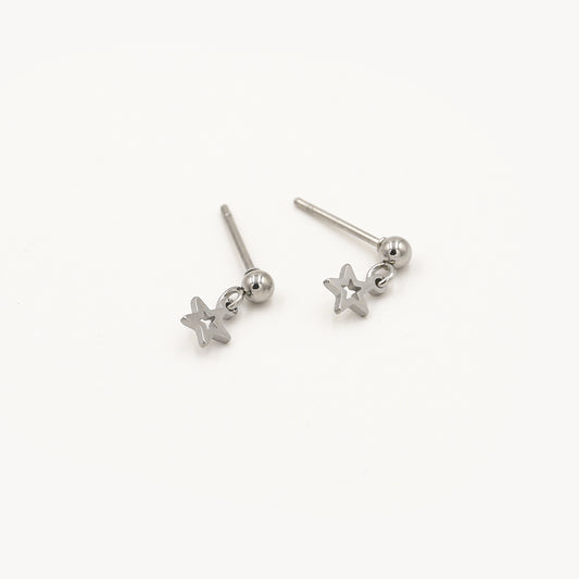 HZ Oorstekers zilverkleur ster in ster - stainless steel