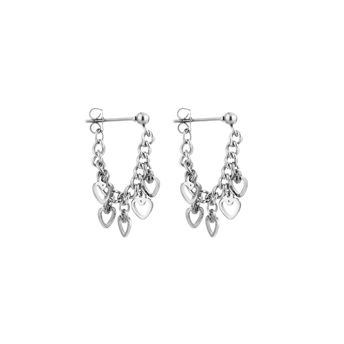 HZ Oorbellen hangende hartjes stainless steel