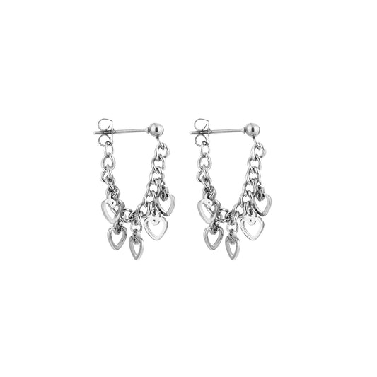 HZ Oorbellen hangende hartjes stainless steel