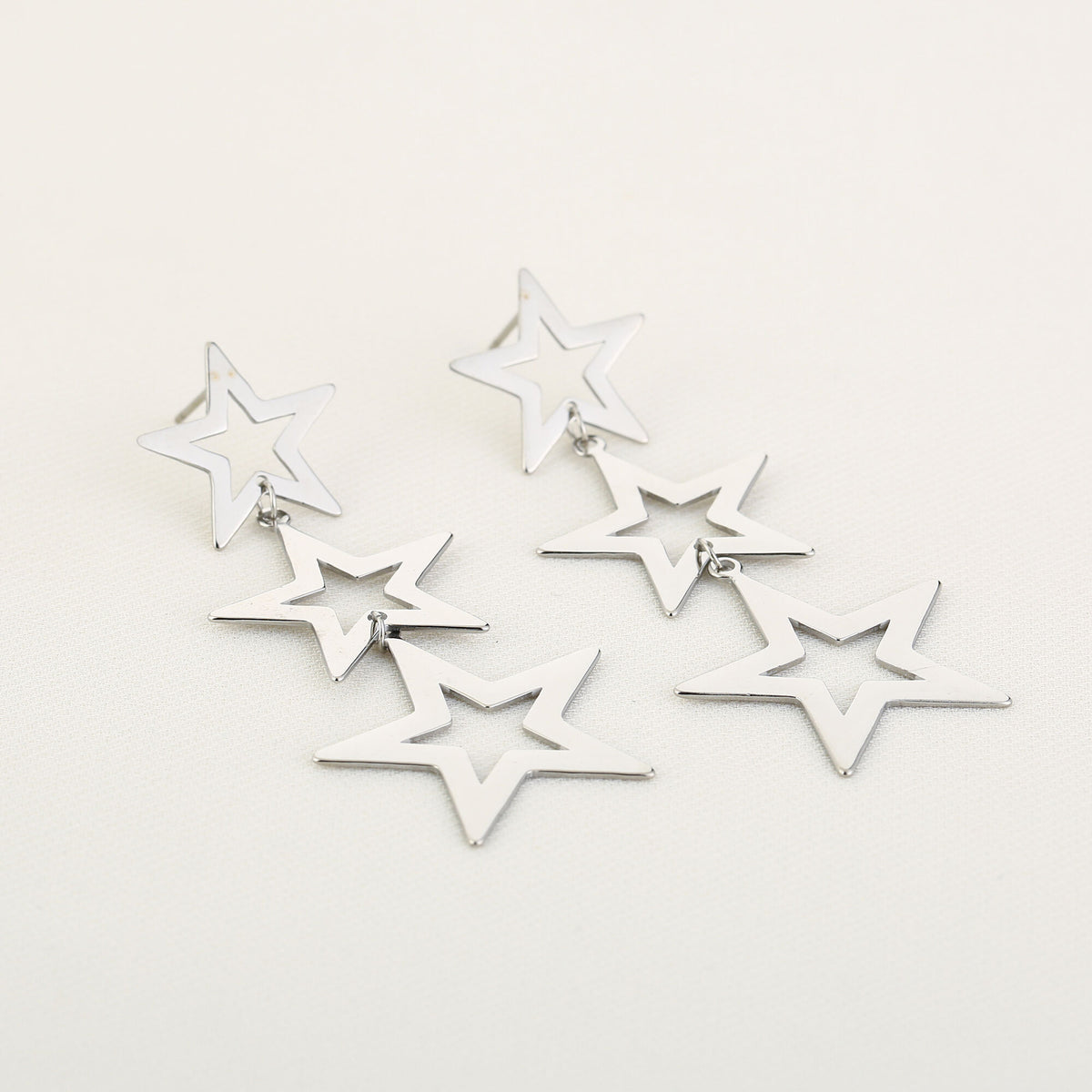 HZ Sterrencascade oorbellen – zilverkleurig stainless steel