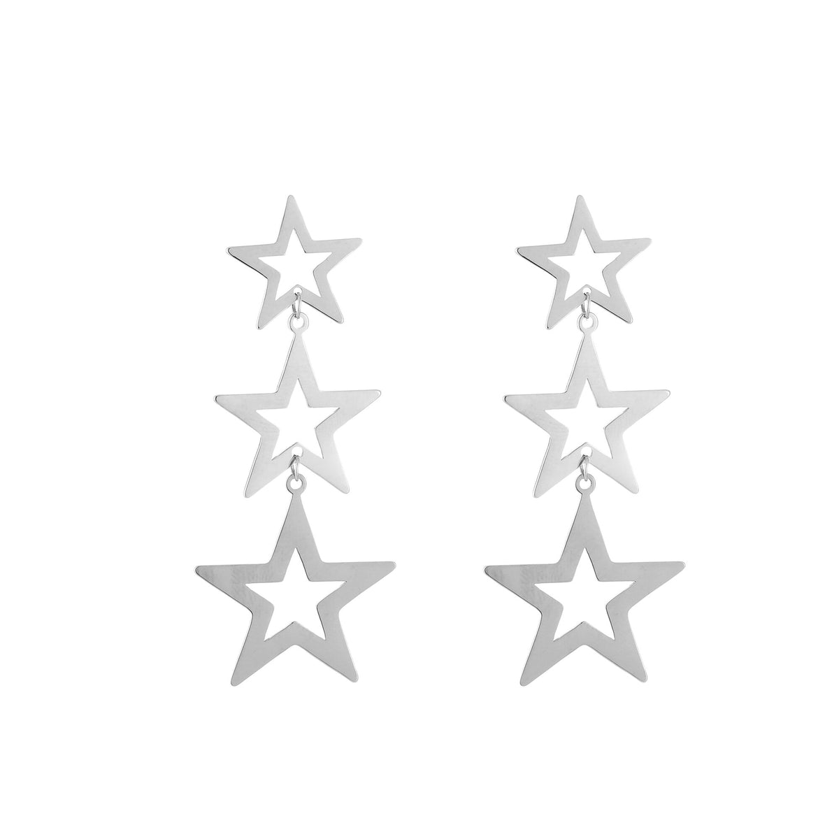 HZ Sterrencascade oorbellen – zilverkleurig stainless steel