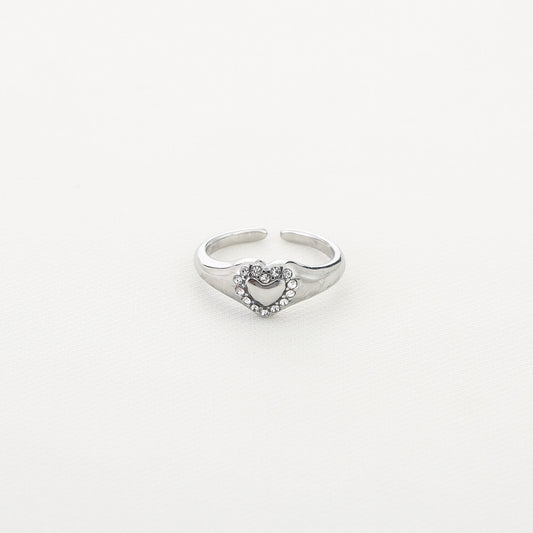 HZ Ring hart strass stainless steel