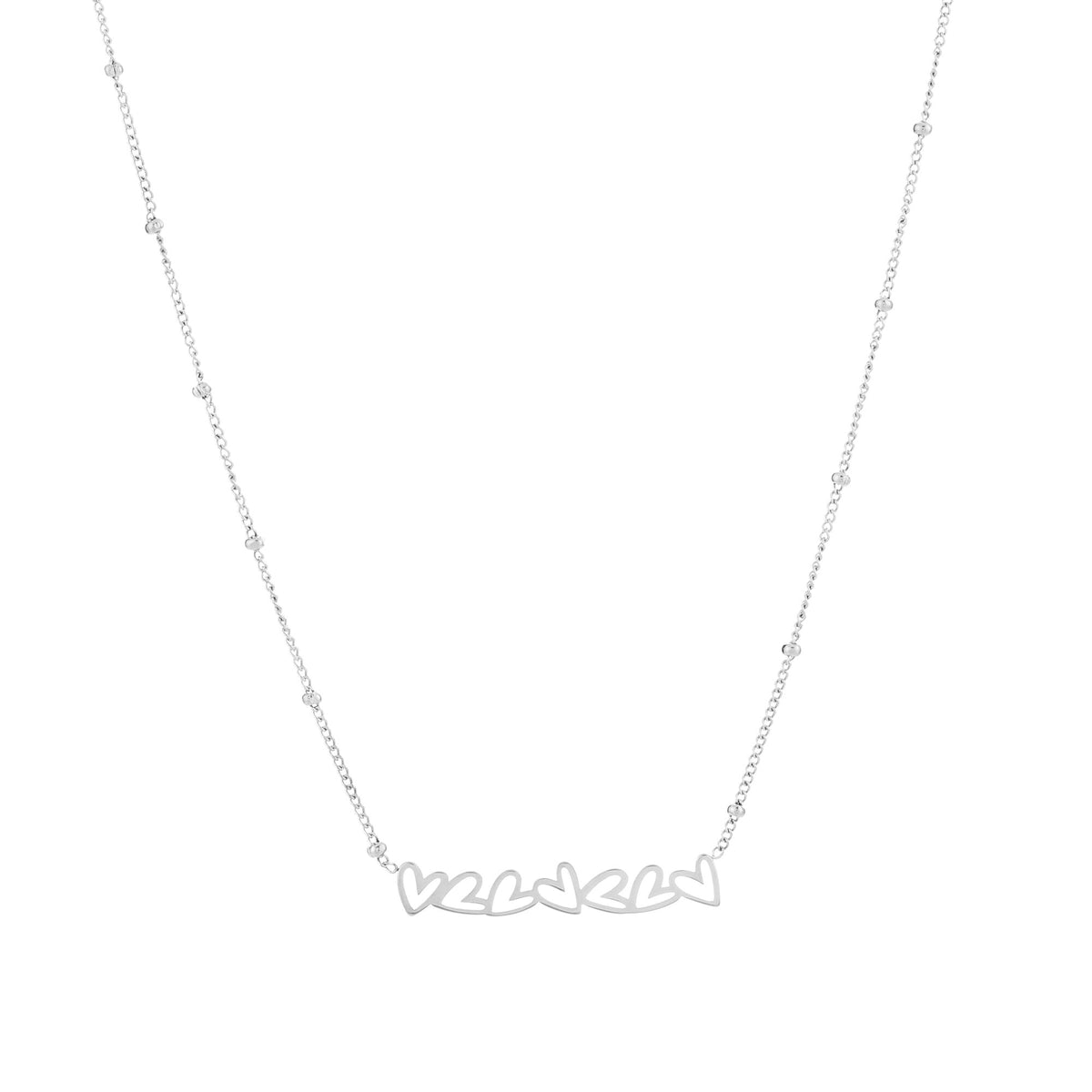 HZ Ketting 7 hartjes - stainless steel zilver of goud