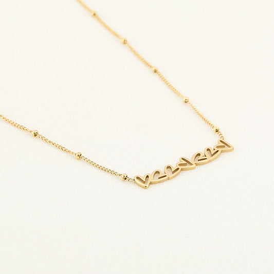 HZ Ketting 7 hartjes - stainless steel zilver of goud