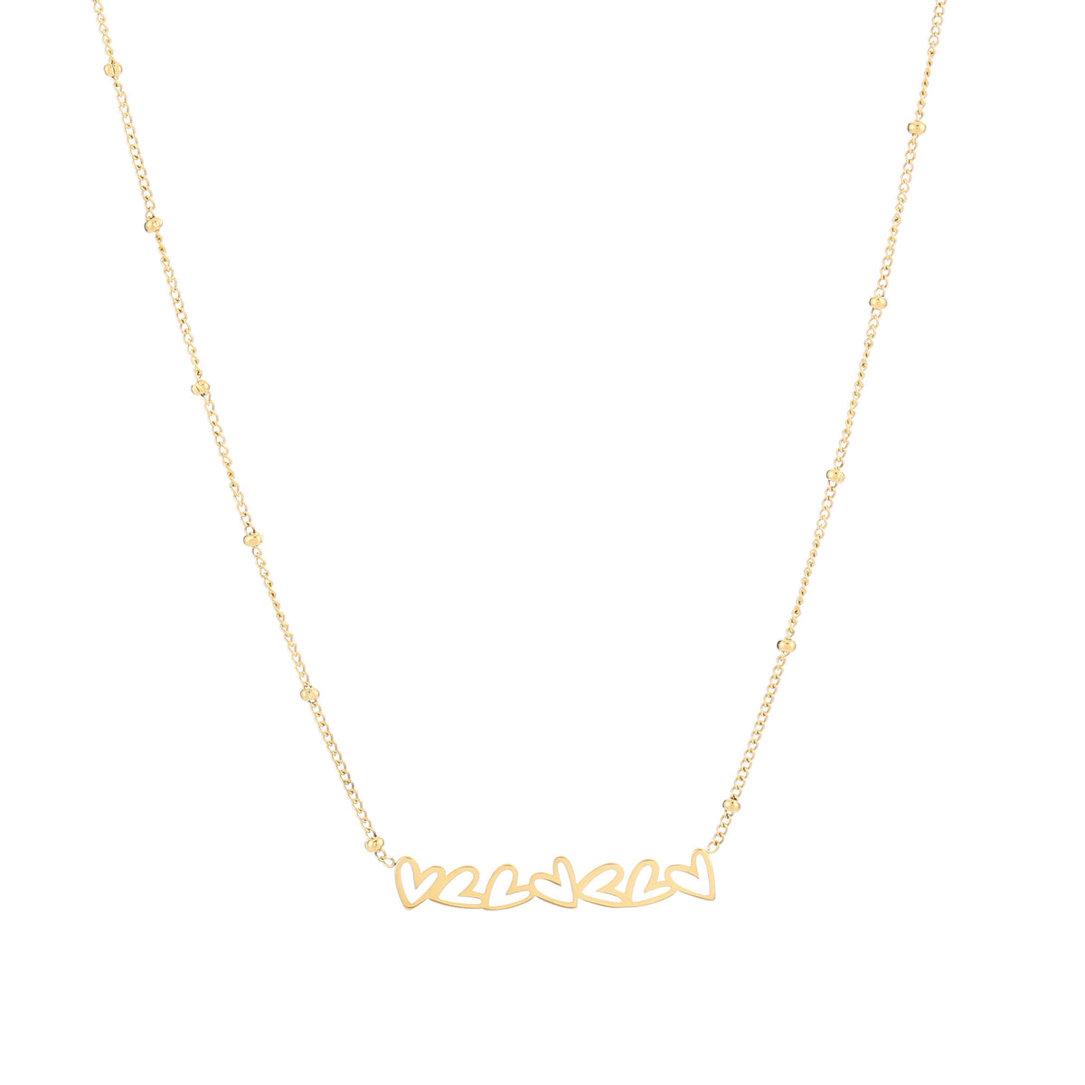 HZ Ketting 7 hartjes - stainless steel zilver of goud