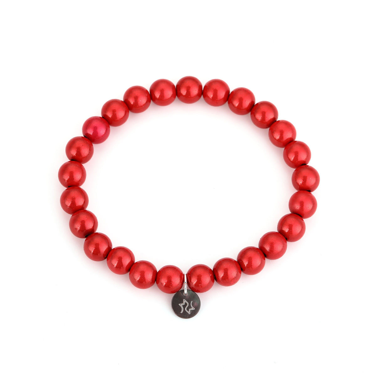 HZ Neon Red Kralenarmband met Bedeltje