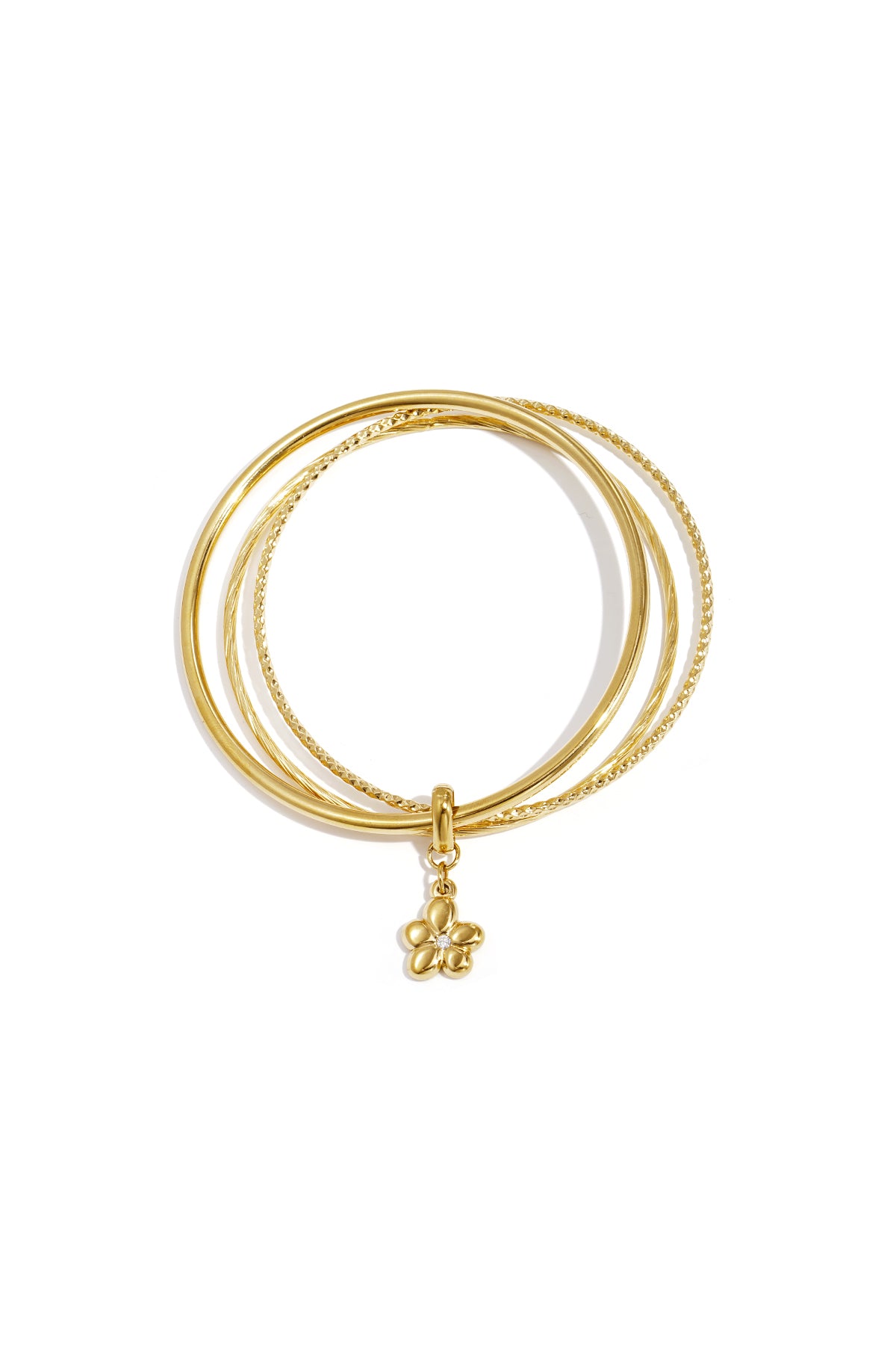 Bangles met hangende bloem charm stainless steel 