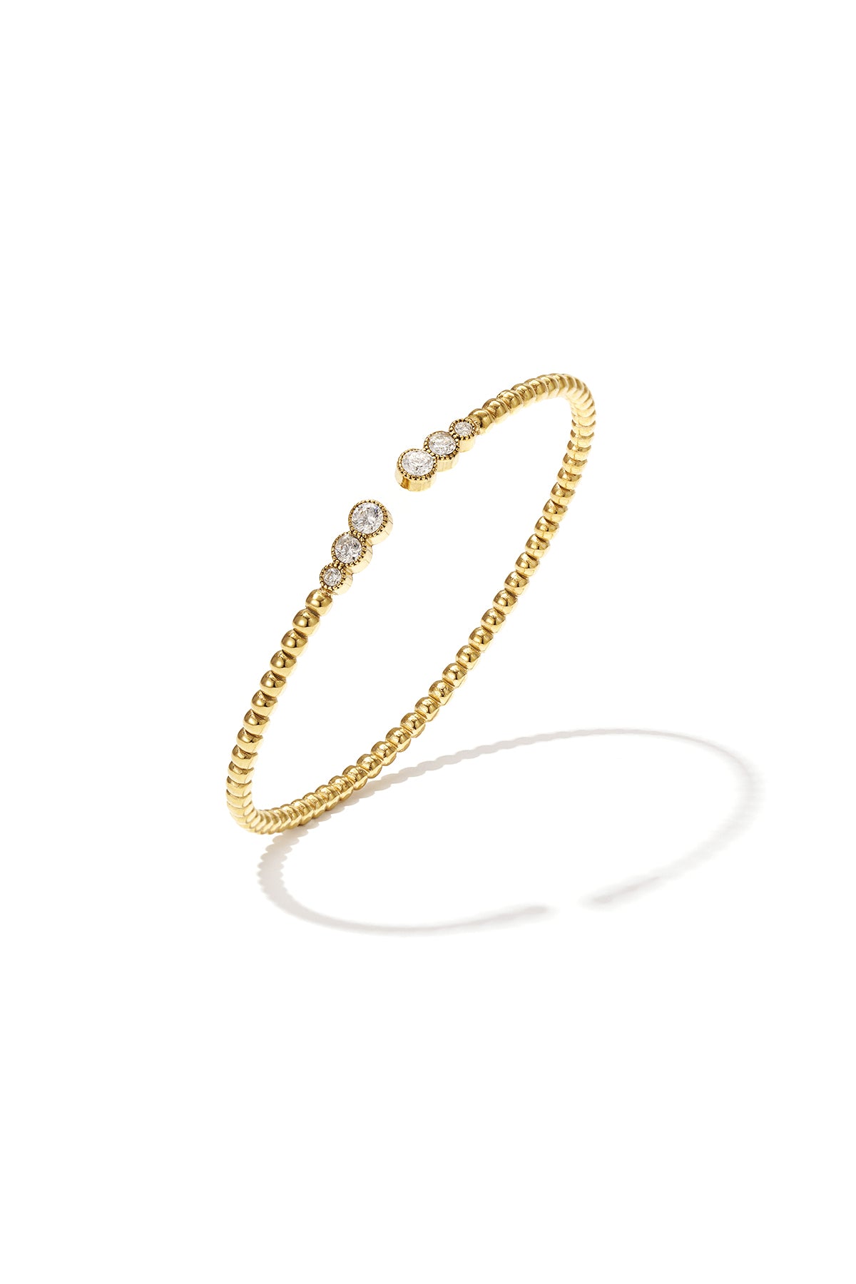 Stainless steel  Symmetrisch gestipte bangle met gedetailleerde uiteinden