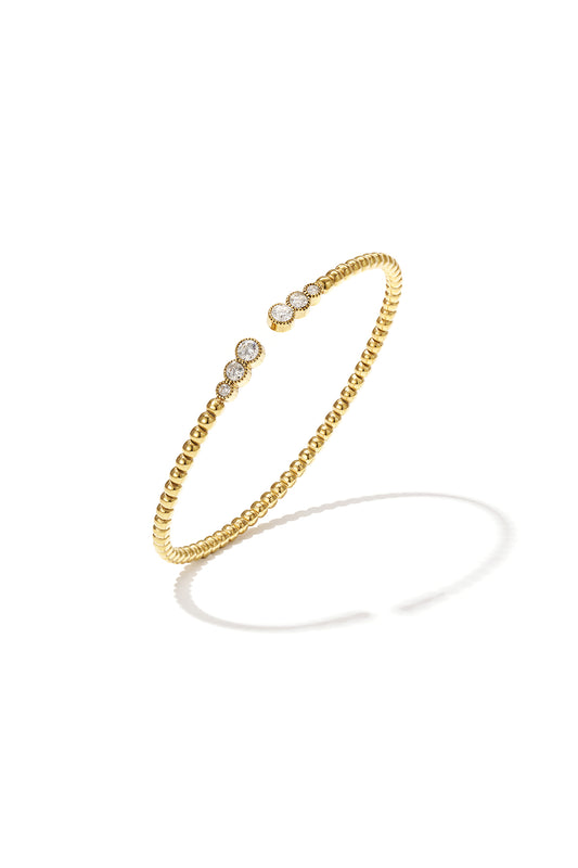 Stainless steel  Symmetrisch gestipte bangle met gedetailleerde uiteinden