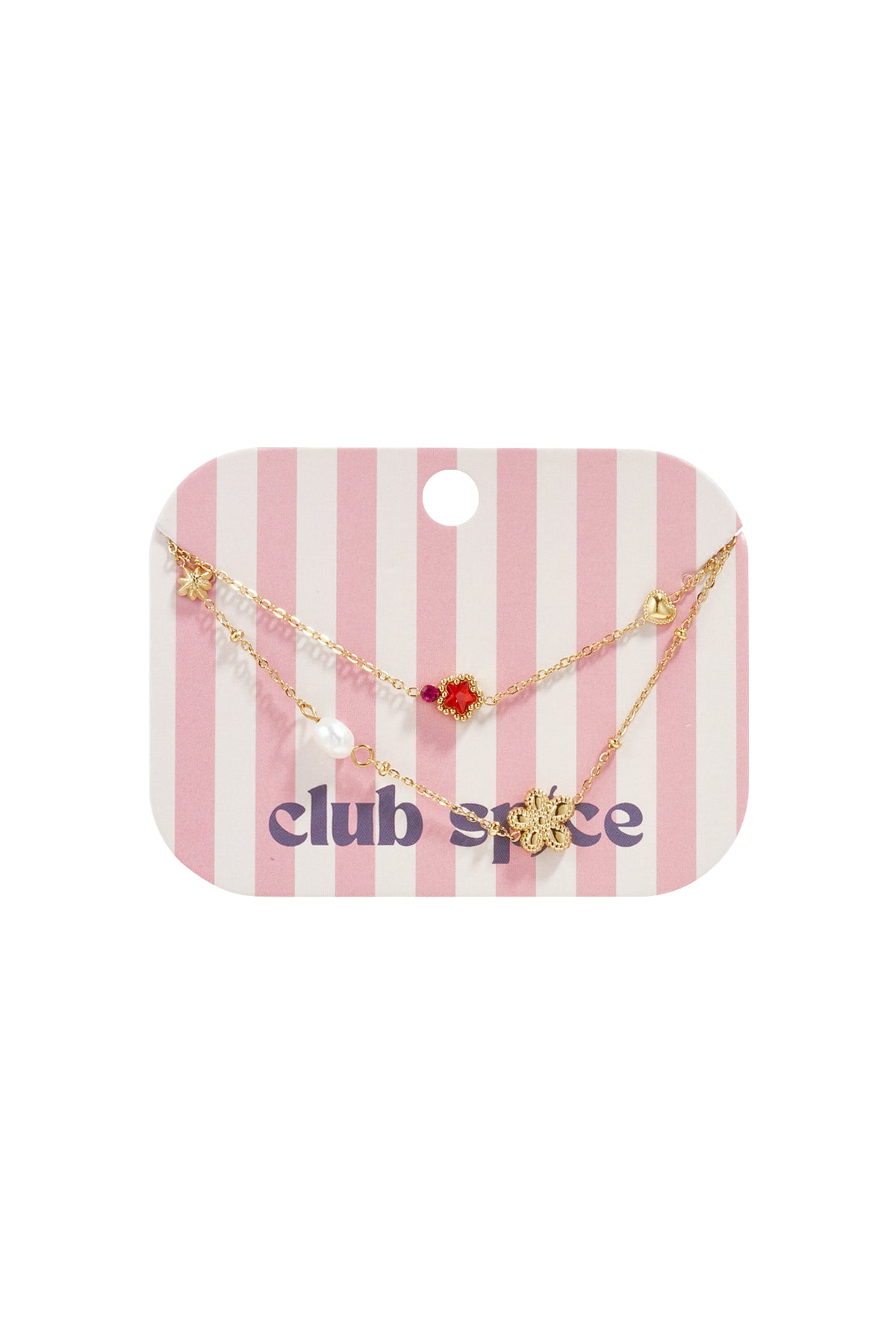 Stainless steel Bedelarmband met ster en bloemcharms, parels, steentjes en kraaltjes