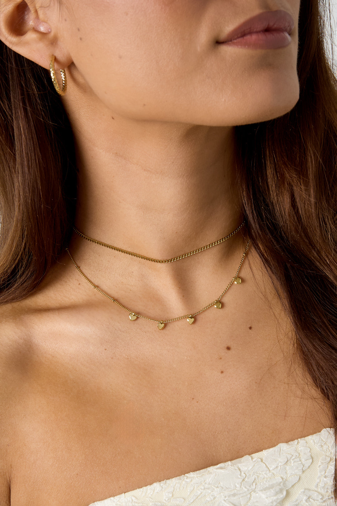 Stainless steel Minimalistische ketting met kleine hartjes