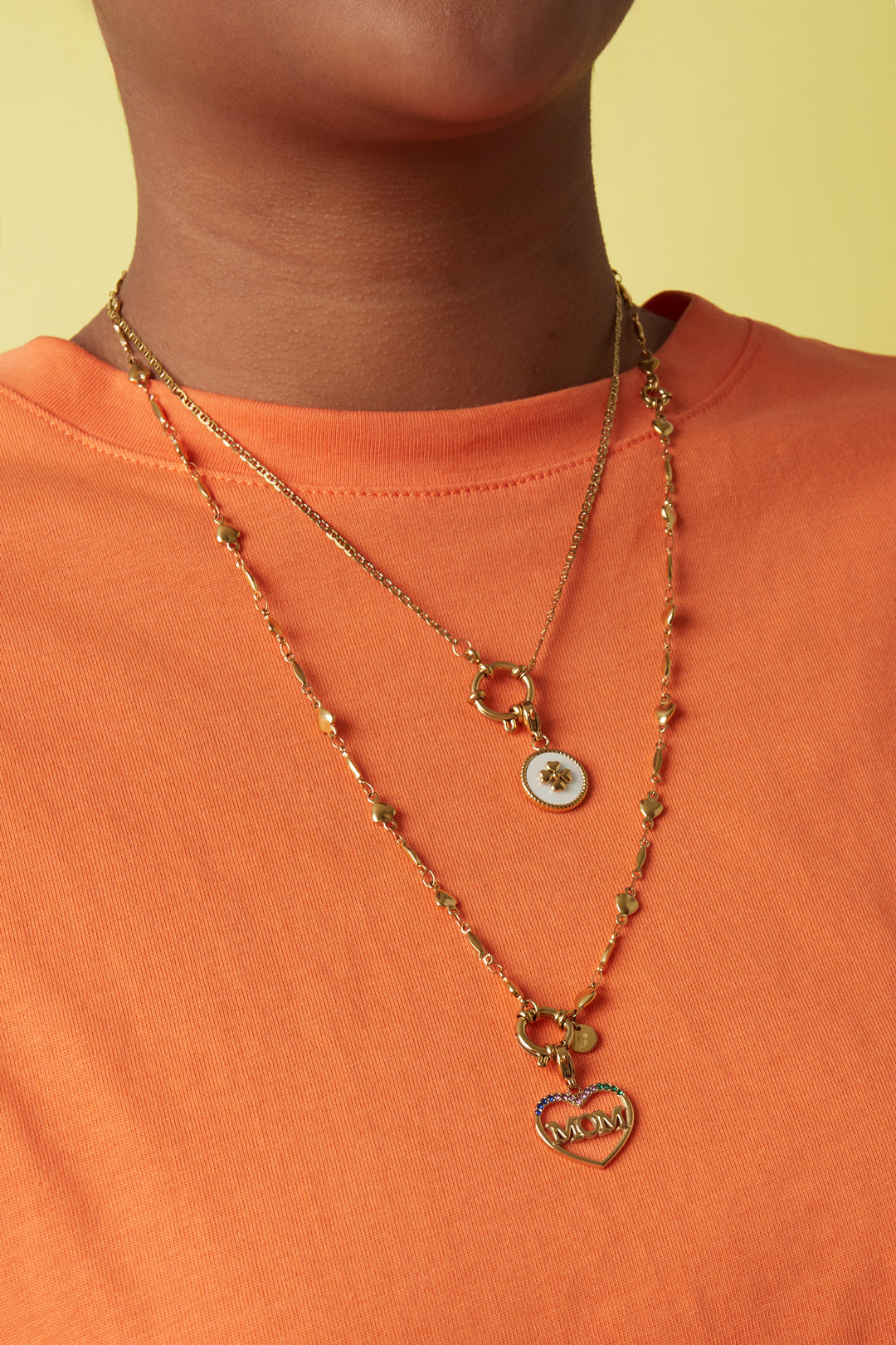 Stainless Steel Ketting met schakels en hartjes afneembaar en verstelbaar
