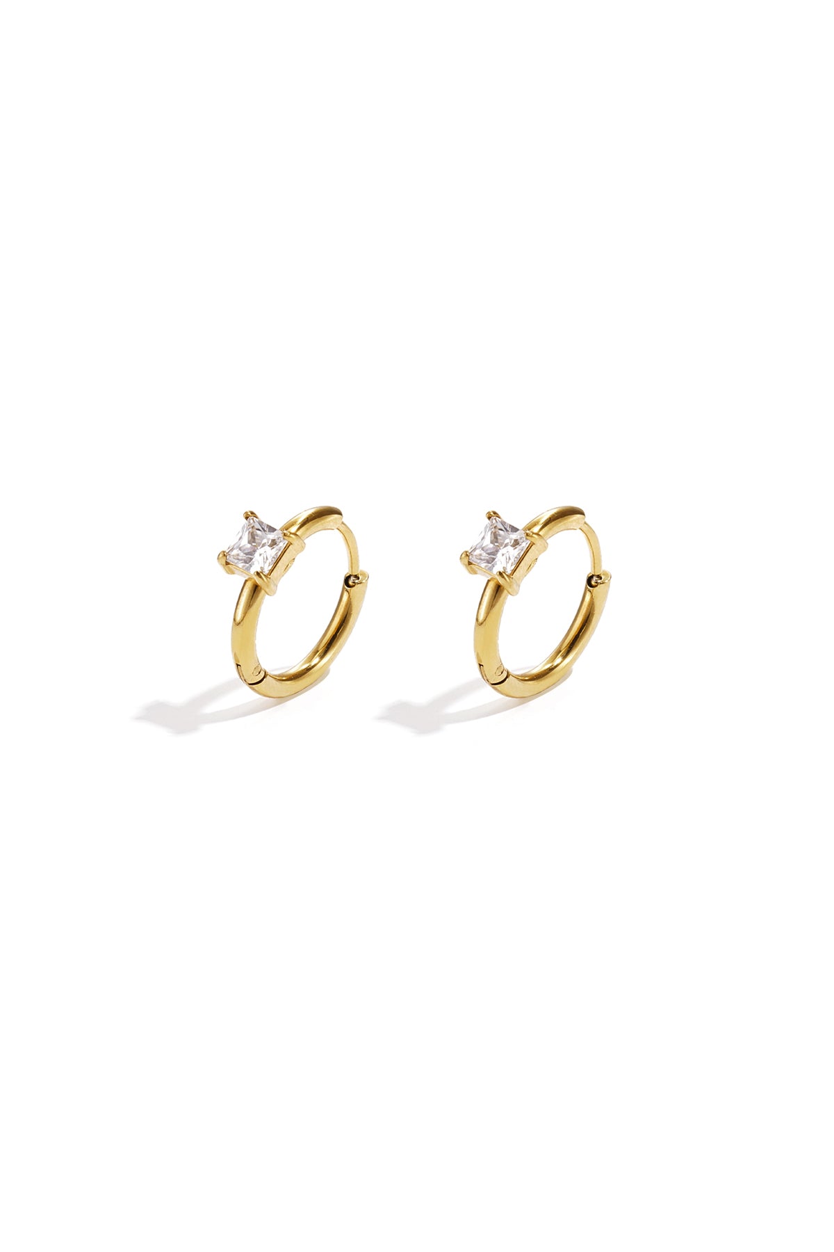 Stainless steel hoops met vierkante steen