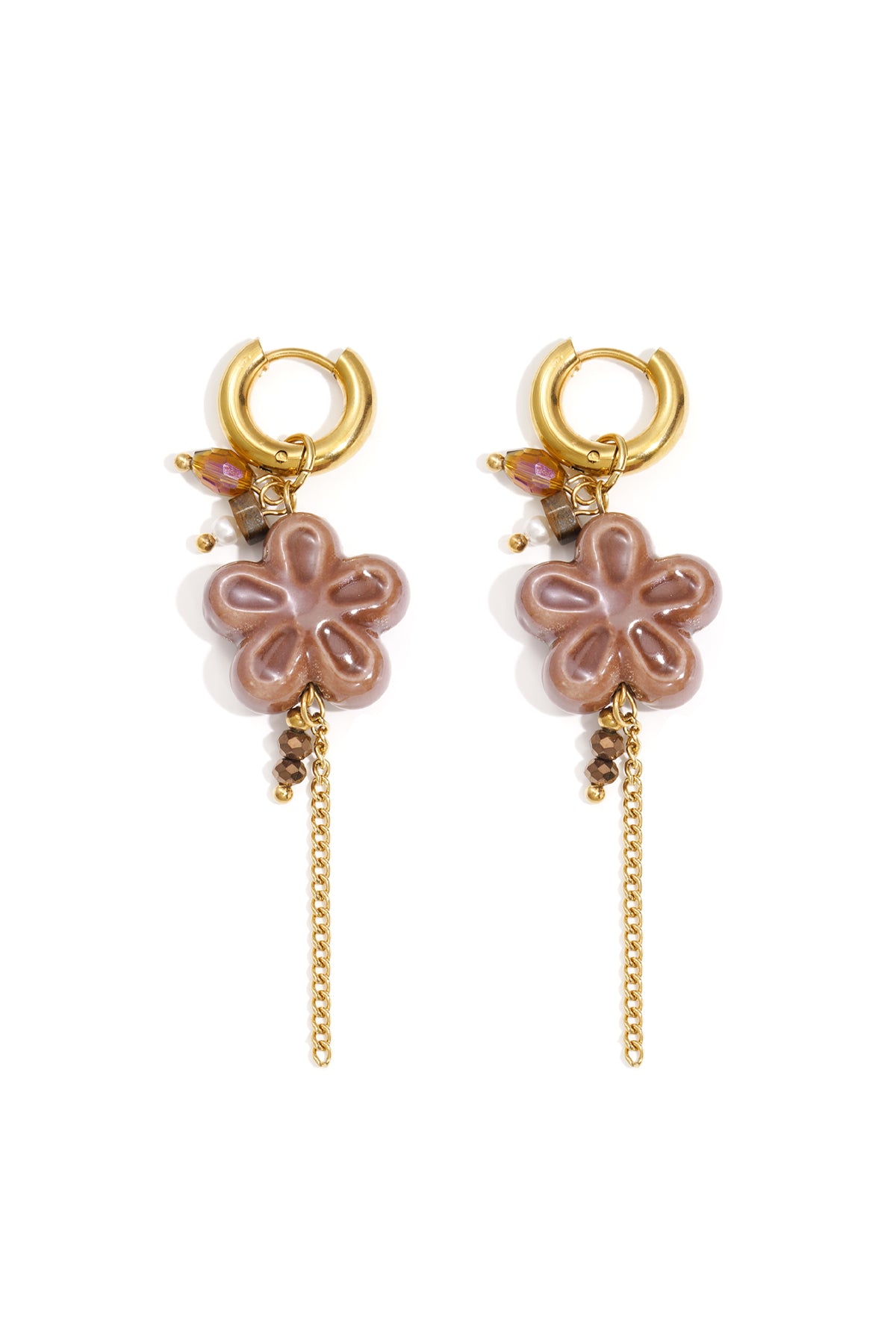 Oorbellen Stainless Steel met bloemenmotief