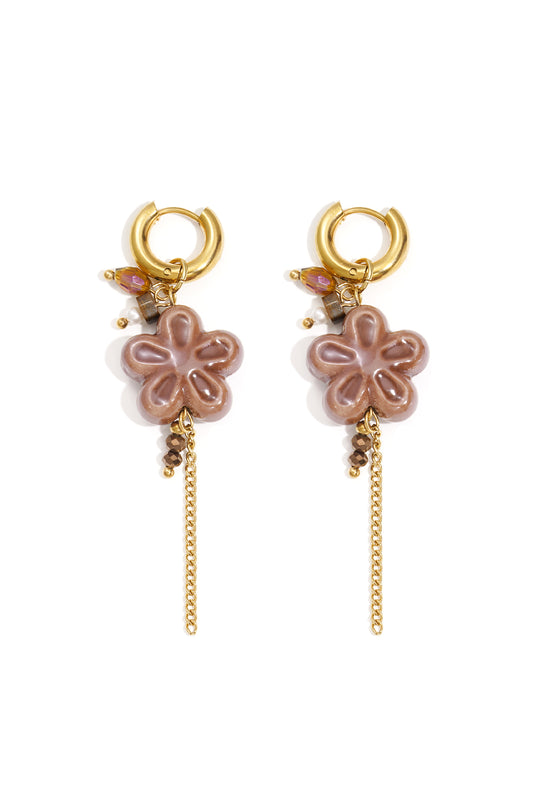 Oorbellen Stainless Steel met bloemenmotief