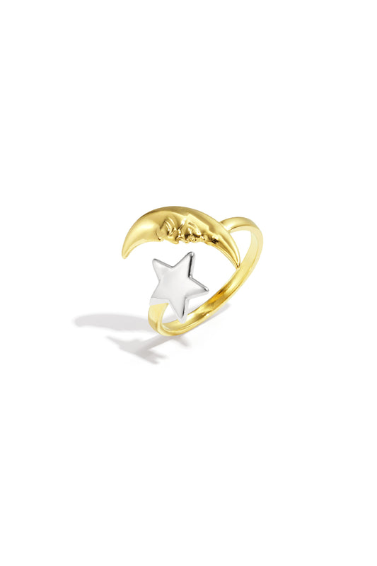 HZ Ring Midnight Kiss – met maan en ster, goud- en zilverkleurig