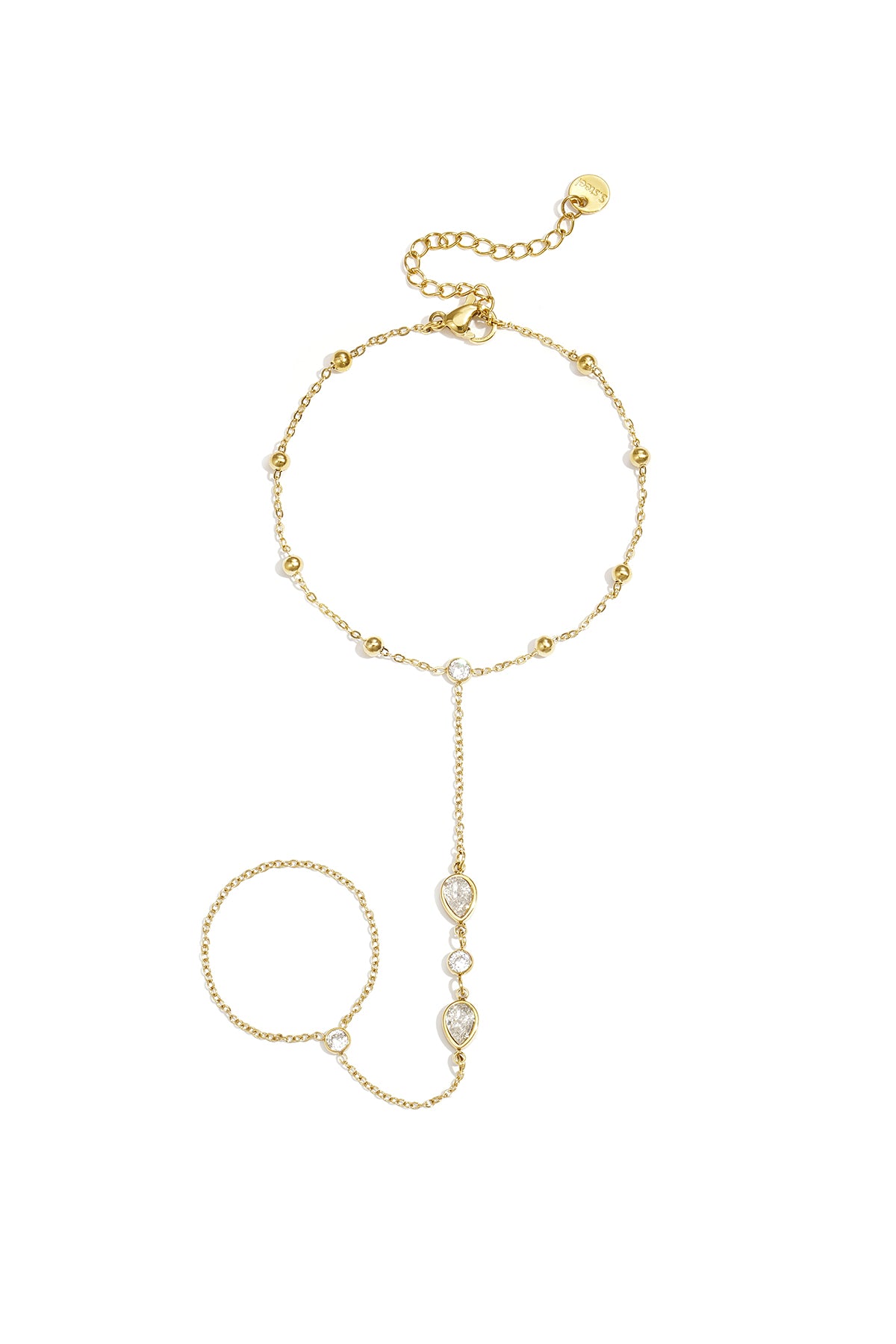 Stainless steel met druppelvormige statement stenen
