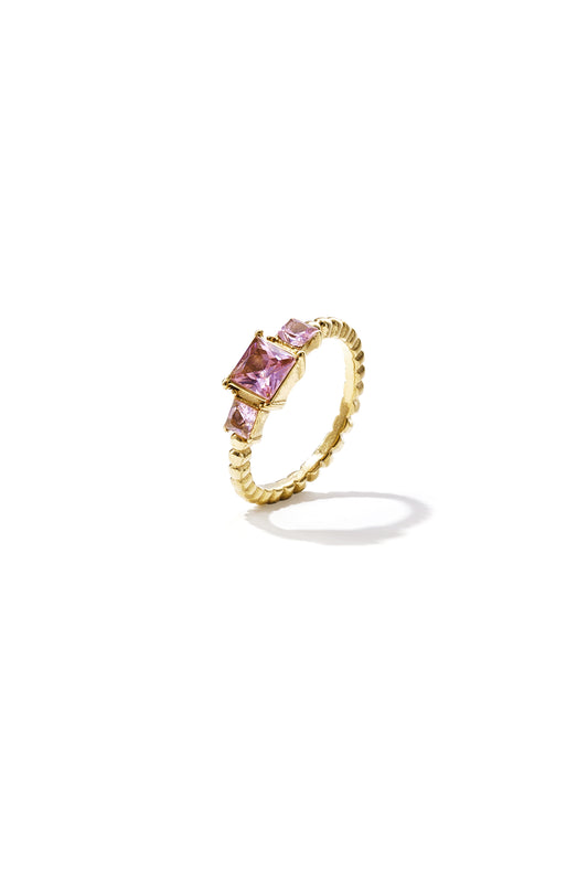 Stainless Steel Ring met vierkante steentjes