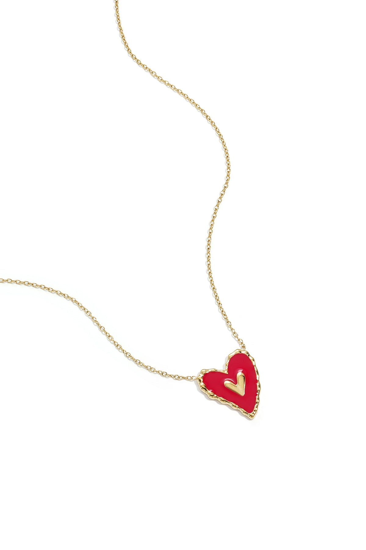 Stainless Steel Ketting met hangend rood hart